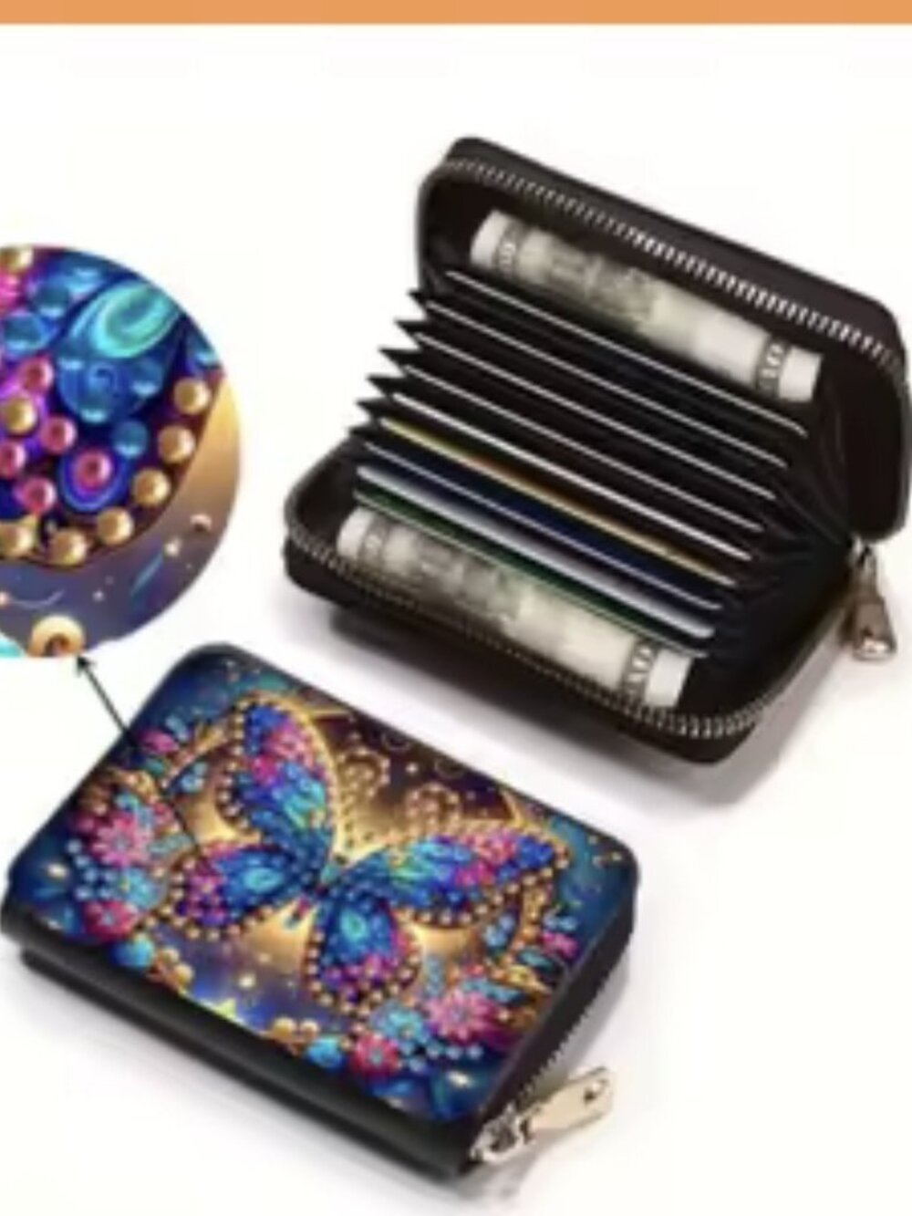 Blue Butterfly Credit Card Holder Mini Wallets - Diamond Art